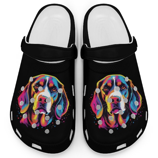 Watercolor Colorful Beagle Harrier Clogs