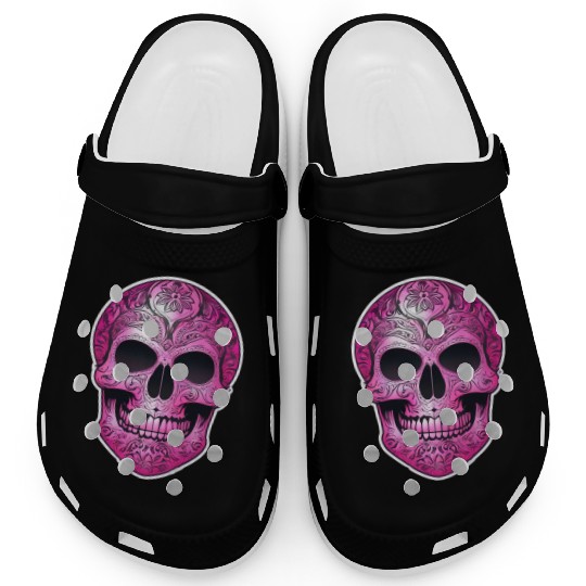 vintage tribal pink Mexican skull Clogs