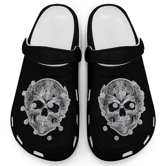 Mexican tribal silver metallic skull Clogs