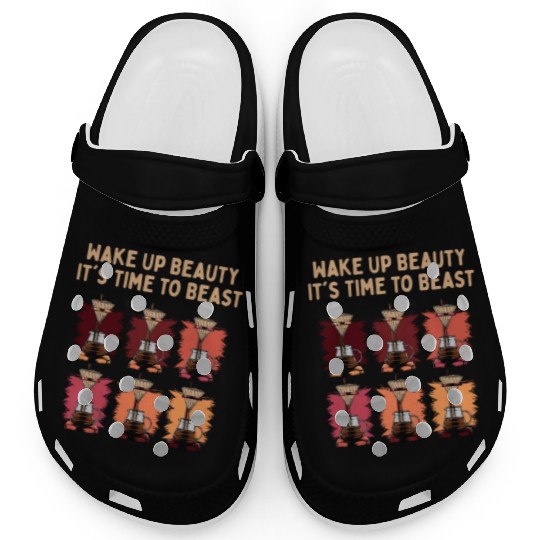 Beauty Time to Beast Workout Motivational Quote Clogs