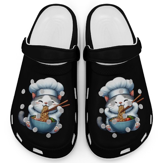 Kawaii Anime Whimsical Cat Japanese Ramen Noodles Clogs