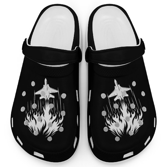 Fighter Jet Model Airplane Fire Flames Flight Clogs