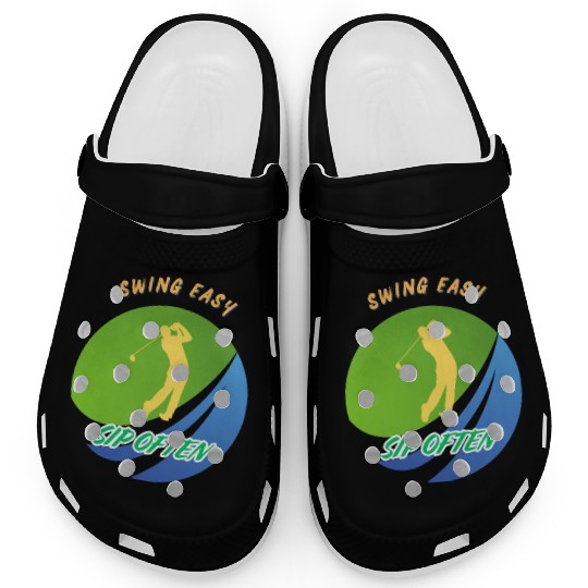 Swing Easy, Sip Often. Funny golf beer Clogs