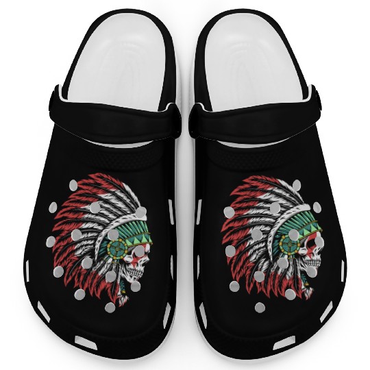Indigenous Native American Skull Skull Head Clogs