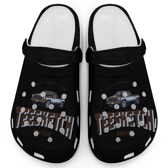 retro car with teesketch logo | old school Clogs