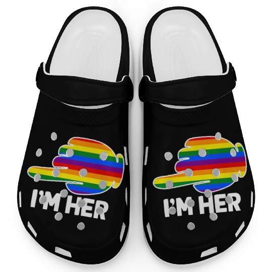 I'm Hers Rainbow Lesbian Couple Funny LGBT Pride Clogs