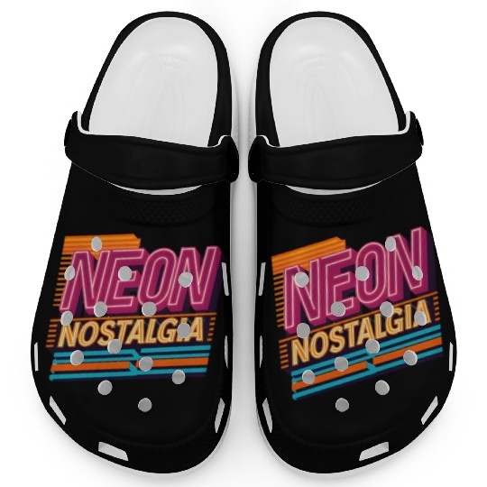 Neon Nostalgia: Pay homage to the retro neon aesth Clogs