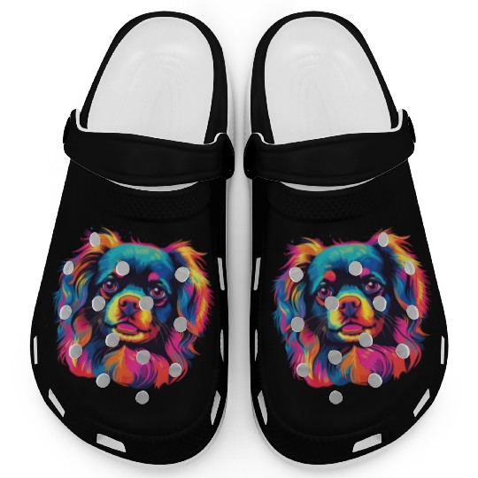 Watercolor Colorful Tibetan Spaniel Clogs