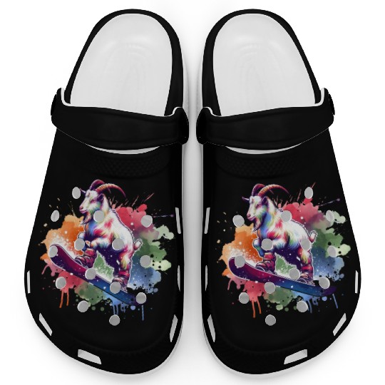 Goat Snowboarder Winter Freestyle Design Clogs