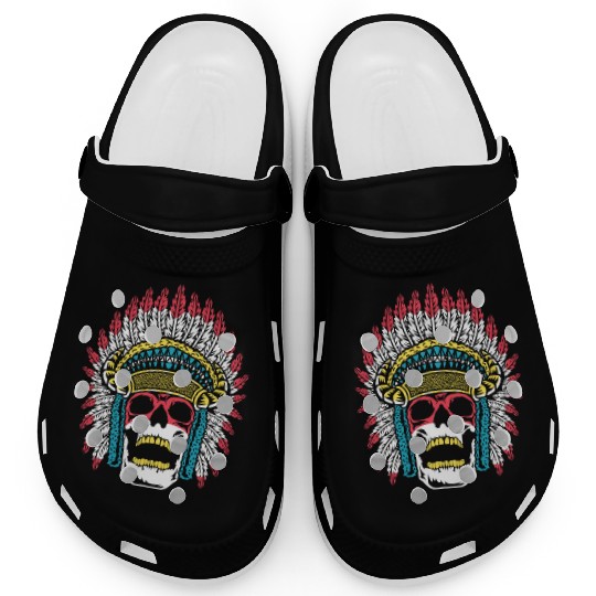 Indigenous Native American Skull Skull Head Clogs