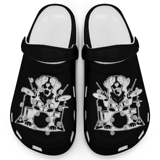 Cool Bernese Mountain Dog Drummer Design Clogs