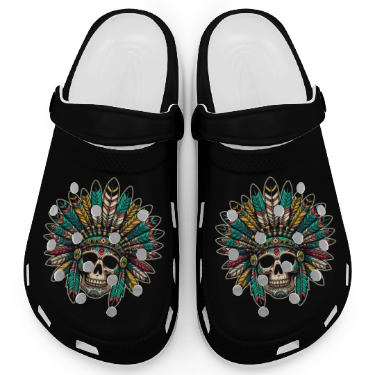 Indigenous Native American Skull Head Clogs