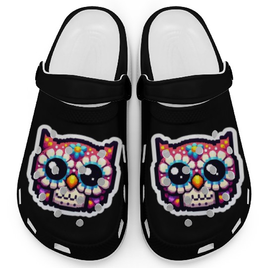 Cute Dead Sugar Owl , day of the dead owl Clogs