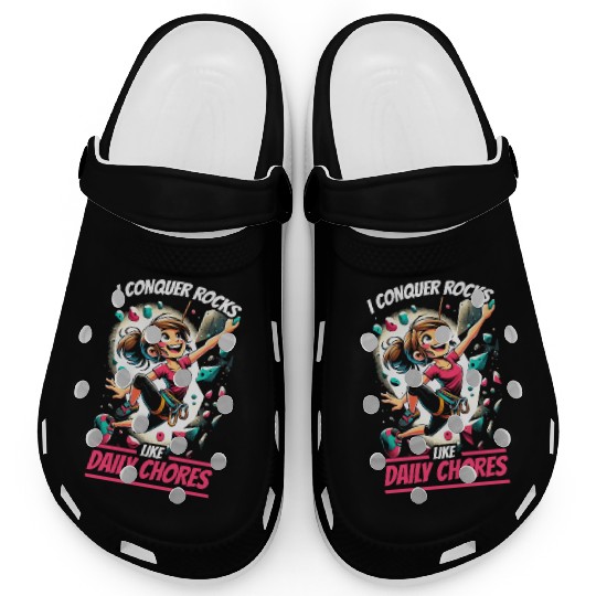 Bouldering Girl Boulderer Rock Climbing Wall Clogs