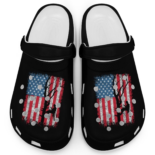 American Flag Arborist Gift For Men Cool Tree Love Clogs