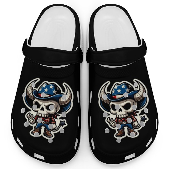Patriotic Cowboy: Horned Skull, cowboy carter Clogs