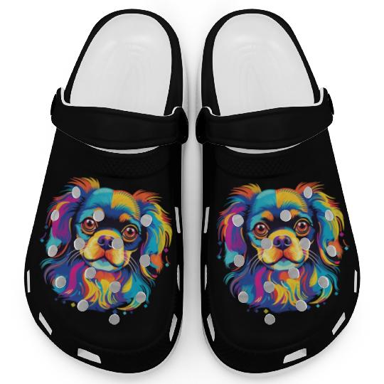 Watercolor Colorful Tibetan Spaniel Clogs