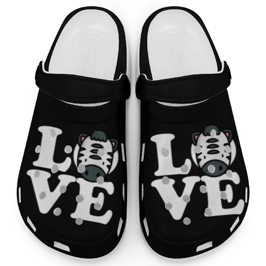 LOVE Zebra Funny Stripes Animal Face African Pun Clogs
