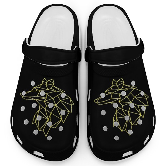 Wolf face tattoo geometric modern Colorful Clogs