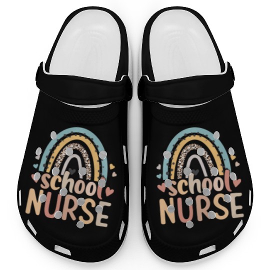 Rainbow Leopard Print School Nurse Back To School Clogs