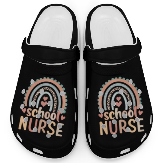 Rainbow Leopard Print School Nurse Back To School Clogs