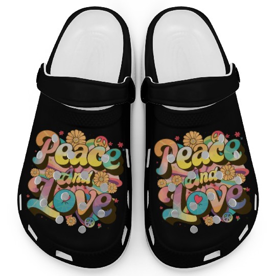 Peace And Love Hippie 1960`s 1970`s Clogs