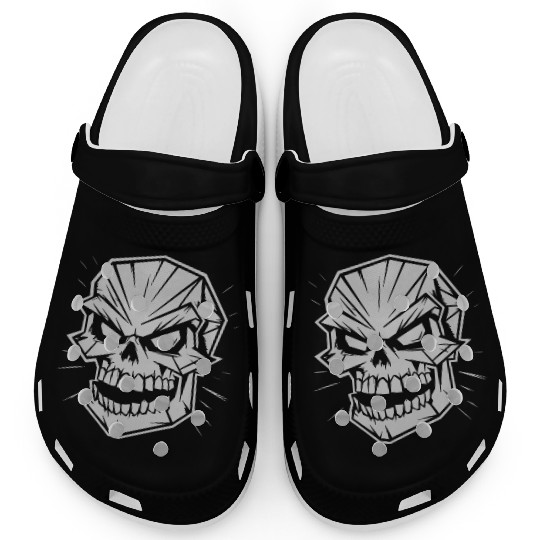 Skull cartoon illustration Clogs