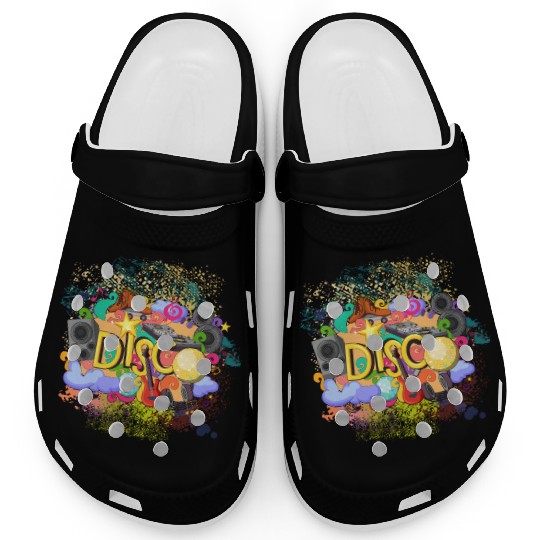 Vector Disco Theme Guitar Piano Song Drum Speaker Clogs