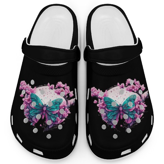 Beautiful butterfly and flower Clogs
