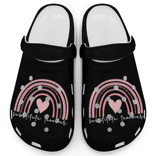 Substitute Teacher Boho Rainbow Back To School Clogs