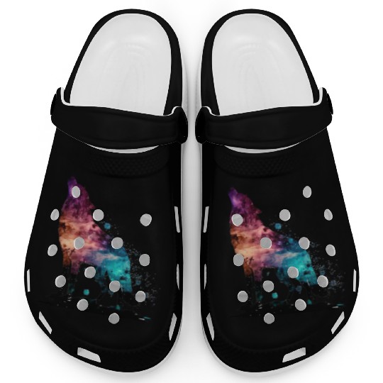 Wolf Print, Cosmic Wolves, Animal Print, Cosmos Clogs