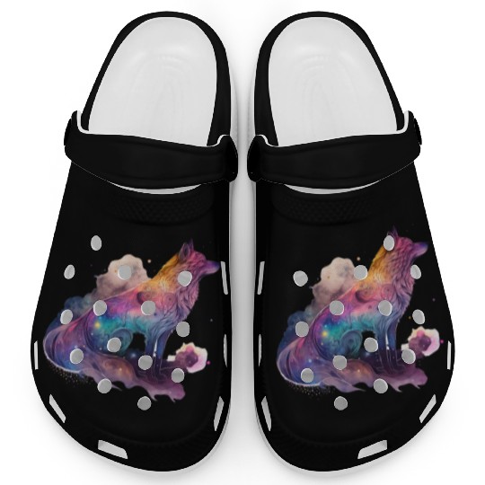 Wolf Print, Cosmic Wolves, Animal Print, Cosmos Clogs