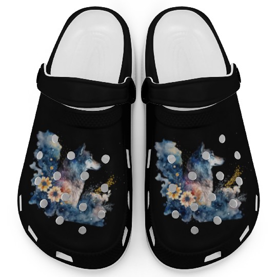 Wolf Print, Cosmic Wolves, Animal Print, Cosmos Clogs