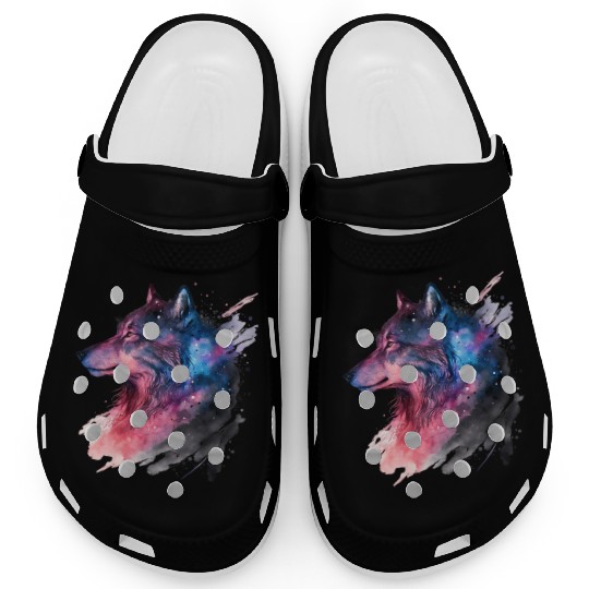 Wolf Print, Cosmic Wolves, Animal Print, Cosmos Clogs