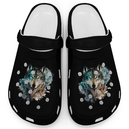 Wolf Print, Cosmic Wolves, Animal Print, Cosmos Clogs