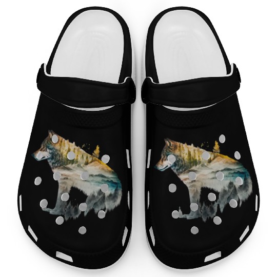 Wolf Print, Cosmic Wolves, Animal Print, Cosmos Clogs