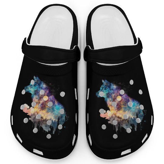 Wolf Print, Cosmic Wolves, Animal Print, Cosmos Clogs