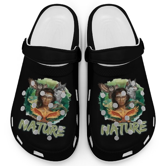 Nature-Inspired Wolf Owl Turtle Phoenix Woman Clogs