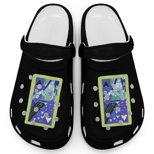 Colourful Queen Of Spades Playing Card Clogs