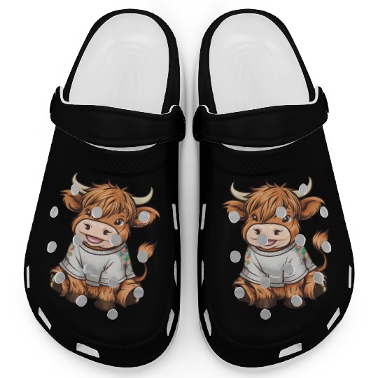 Cute Baby Highland Cow Graphic Highland Cattle Clogs