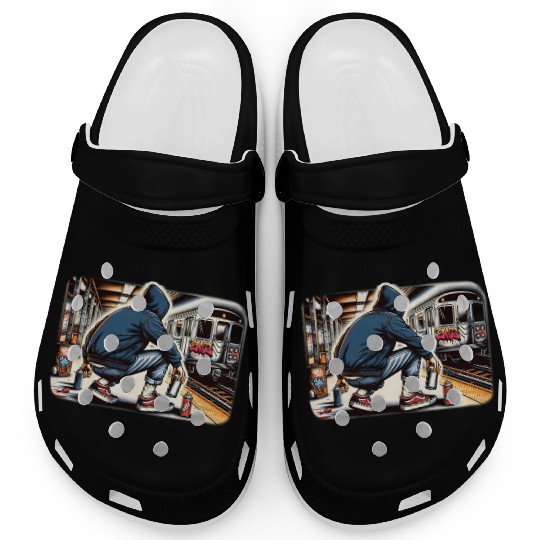 AI Teen in Subway Layup Underground- Masked Border Clogs