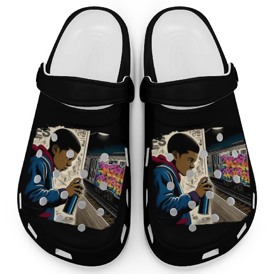 AI Teen in Underground Subway Layup -Masked Border Clogs