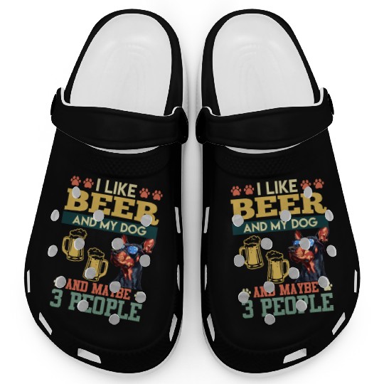 Doberman LIKE BEER AND DOG AND MAYBE 3 PEOPLE Clogs