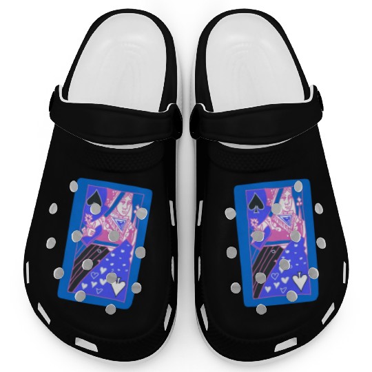 Blue Queen Of Spades Playing Card Clogs