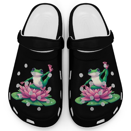 Frog Yoga Meditation on Water Lily Clogs