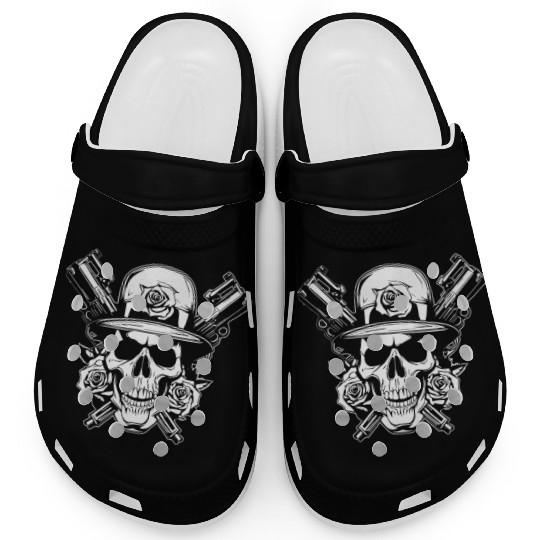 Skeleton Roses Guitar Skull Roses Guns Clogs