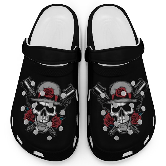 Skeleton Roses Guitar Skull Roses Guns Clogs