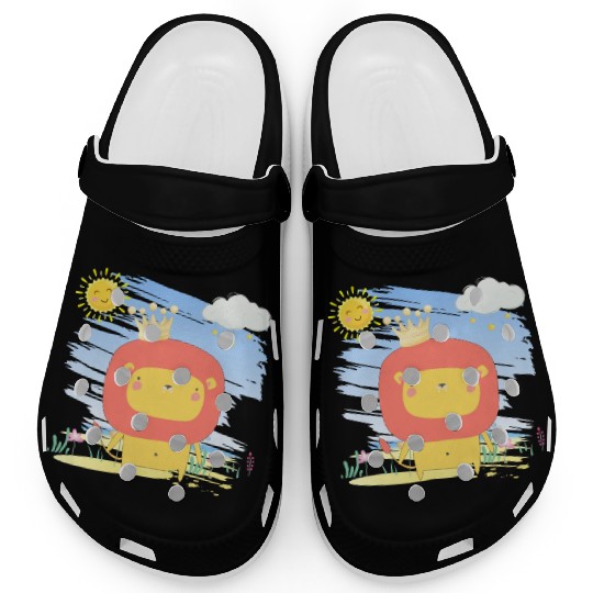 Kawaii Lion King Using Crown Adorable Cartoon Clogs