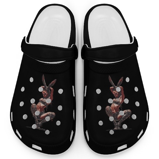 Warrior Bunny Ears Fantasy Art Powerful Pose Clogs