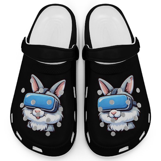 VR Gamer Bunny: Digital Gaming Adventure Clogs